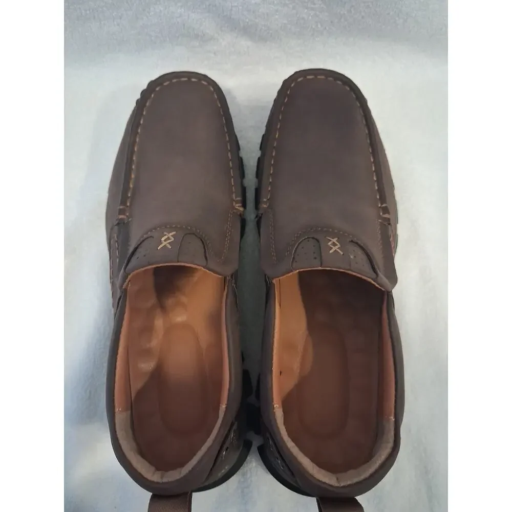 Shoes Slip Loafers On Brown Leather Slip Safety Shoes Composite Toe Sz 9.5 EE